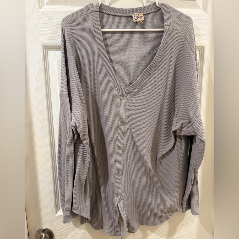 Waffle-Knit Cardigan